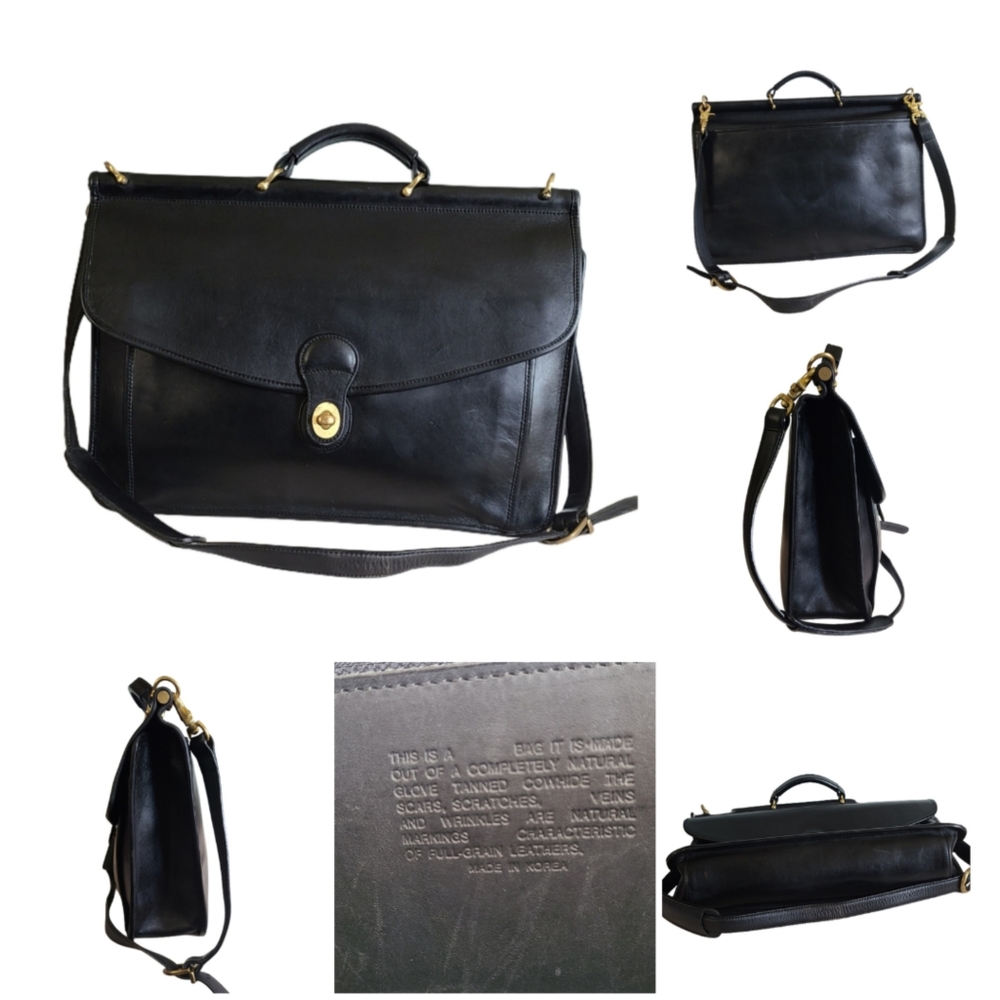 MENS BLACK NATURAL TANNED COWHIDE MESSENGER BAG